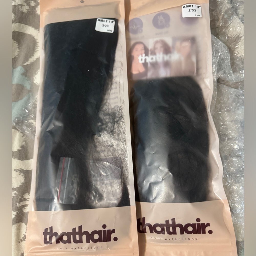 2 sets (straight and wavy) Dark Auburn 14” Hair Extensions